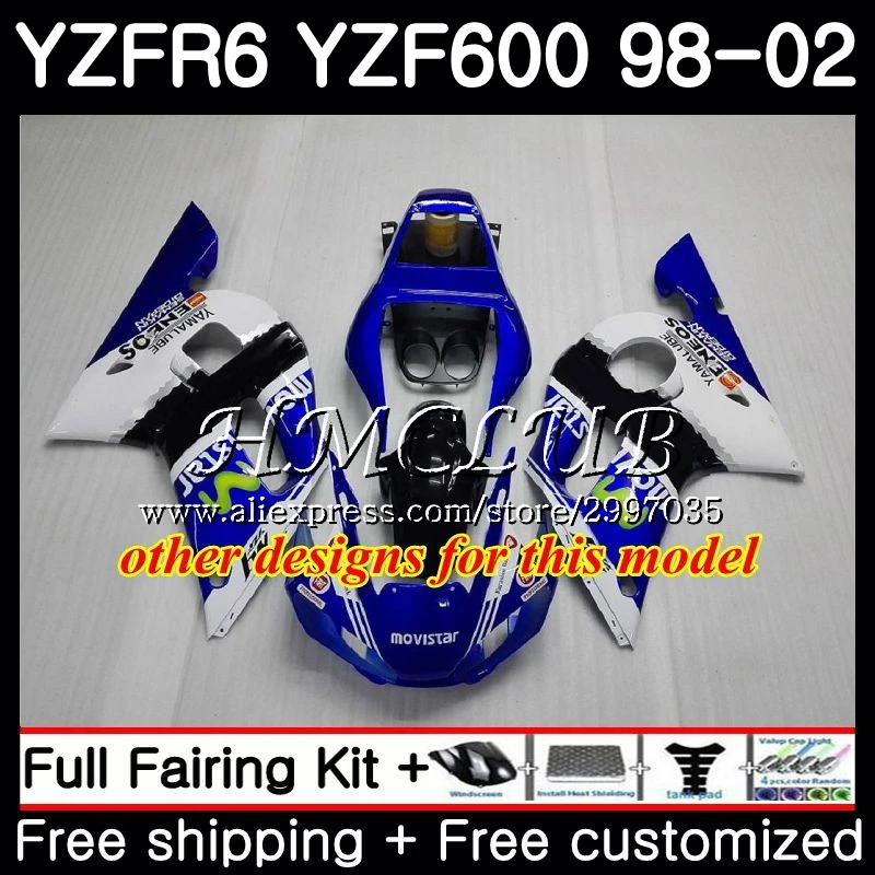 Боди для YAMAHA YZF600 YZF R6 1998 1999 2000 2001 2002 13HC. 20 600 YZF-R6 YZF-600 YZFR6 98 99 00 01 02 завод синий