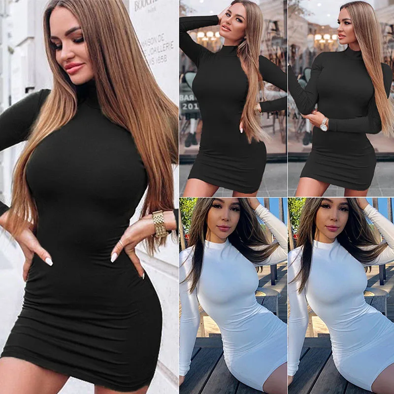 1X плюс бархат для женщин пикантные Тонкий с длинным рукавом Bodycon платья зимние