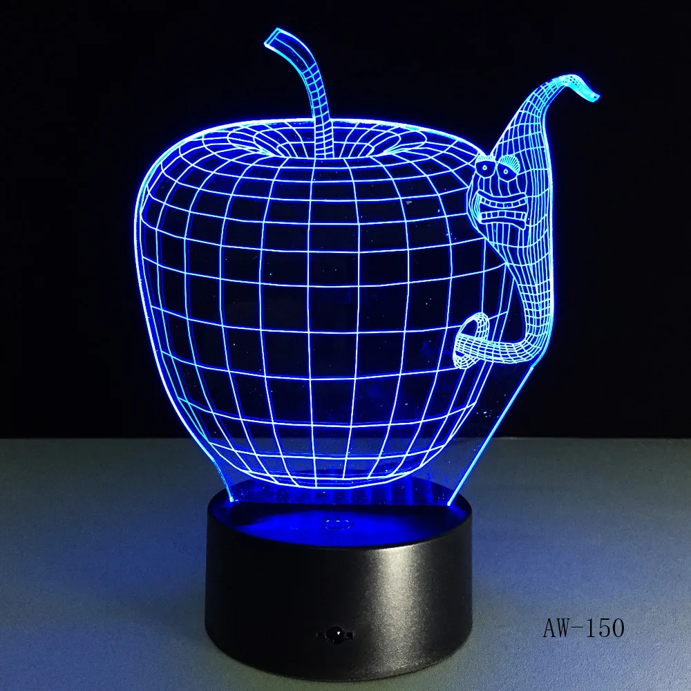 Корейский мультяшный 3d Apple и телефон цветная светодиодная Ночная лампа меняющие