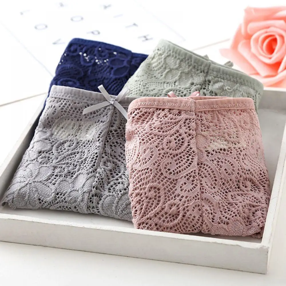 Ekouaer 3pcs/Lot Sexy Lace Panties Seamless Women Underwear Briefs Ladies Bikini Cotton Transparent Lingerie Female Underpants |