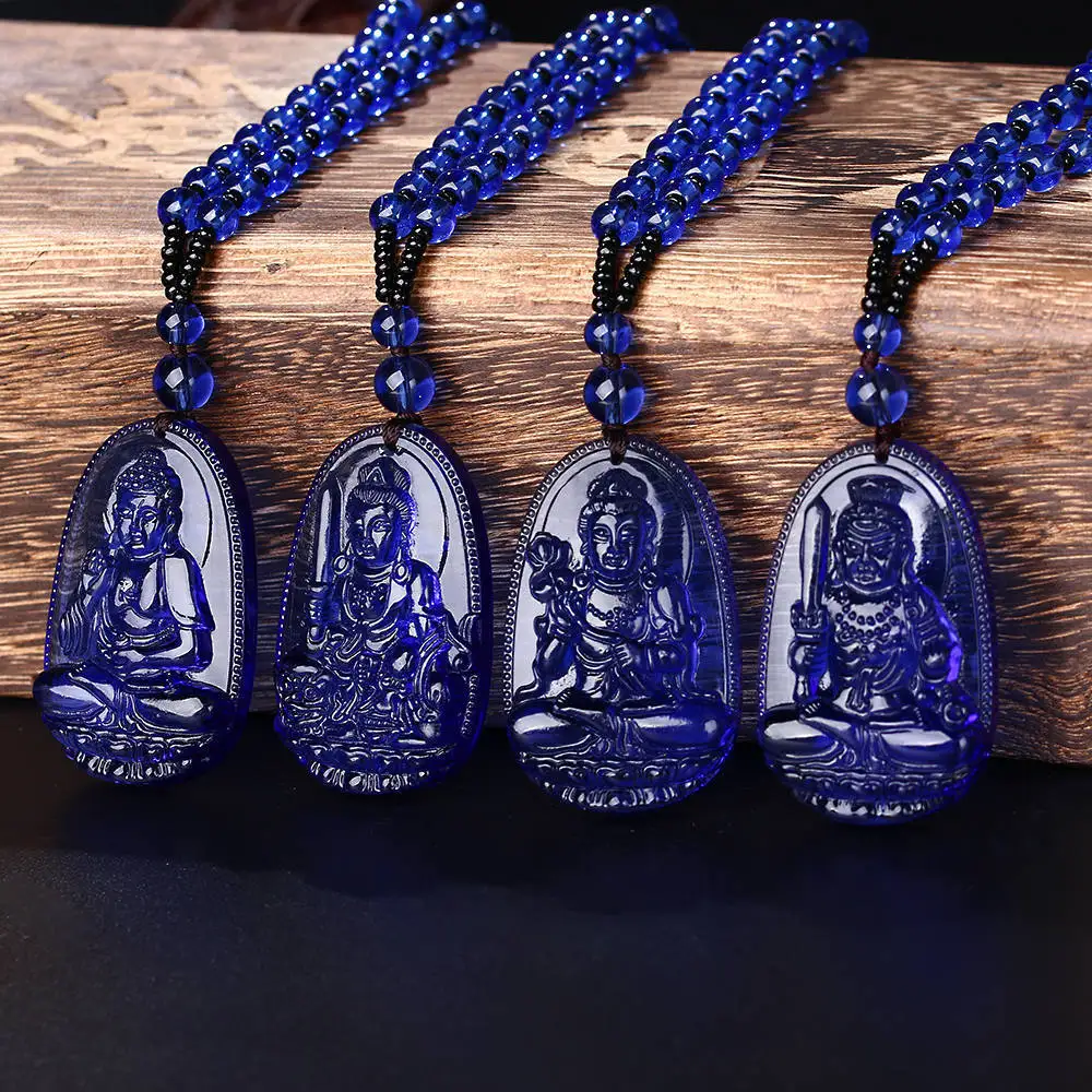 Jewnou Kyanite Necklace Crystal Gems Jewelry Men Amulet Pendant Fashion Beaded Choker Diy Buddhist Accessories Father's Day Gift |