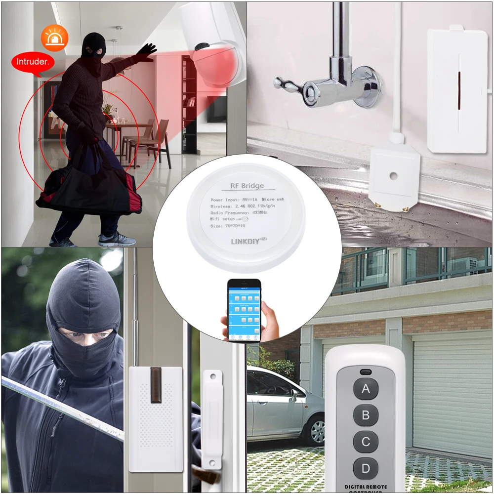 

SONOFF RF Bridge 433MHz Smart Home Automation Module Wifi Switch Kit Compatible with Alexa & for Google Home Smart Home