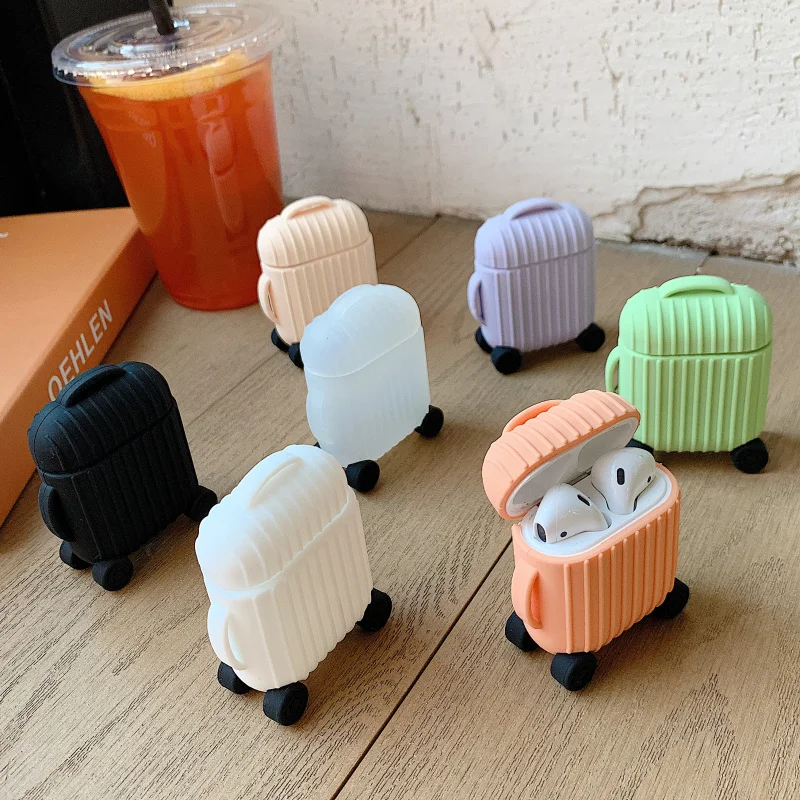 Новинка, защитный чехол для airpods в форме чемодана, bluetooth-гарнитура Apple, силиконовая, анти-капля, мягкий чехол, аксессуары для хранения