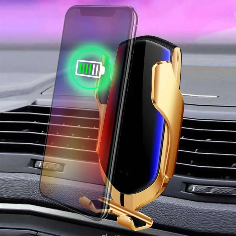 Беспроводной автомобильный Быстрозажимной держатель для iPhone Xs/Xs Max/XR/X/8/8 Plus Samsung