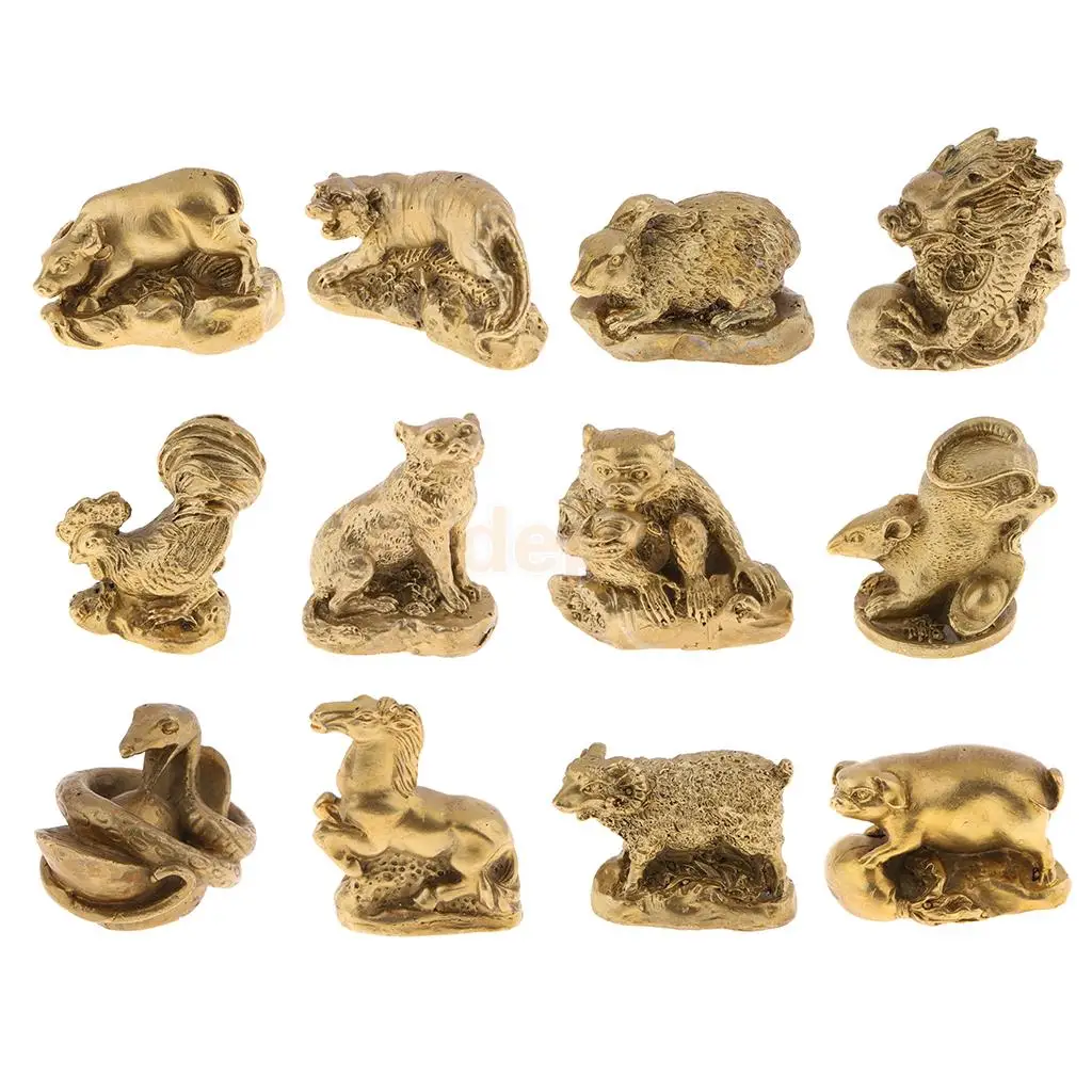 

Chinese Zodiac Animals 12 SHENGXIAO Figurines Table Ornaments Lucky Mascots, for Wedding Christmas Birthday Gifts