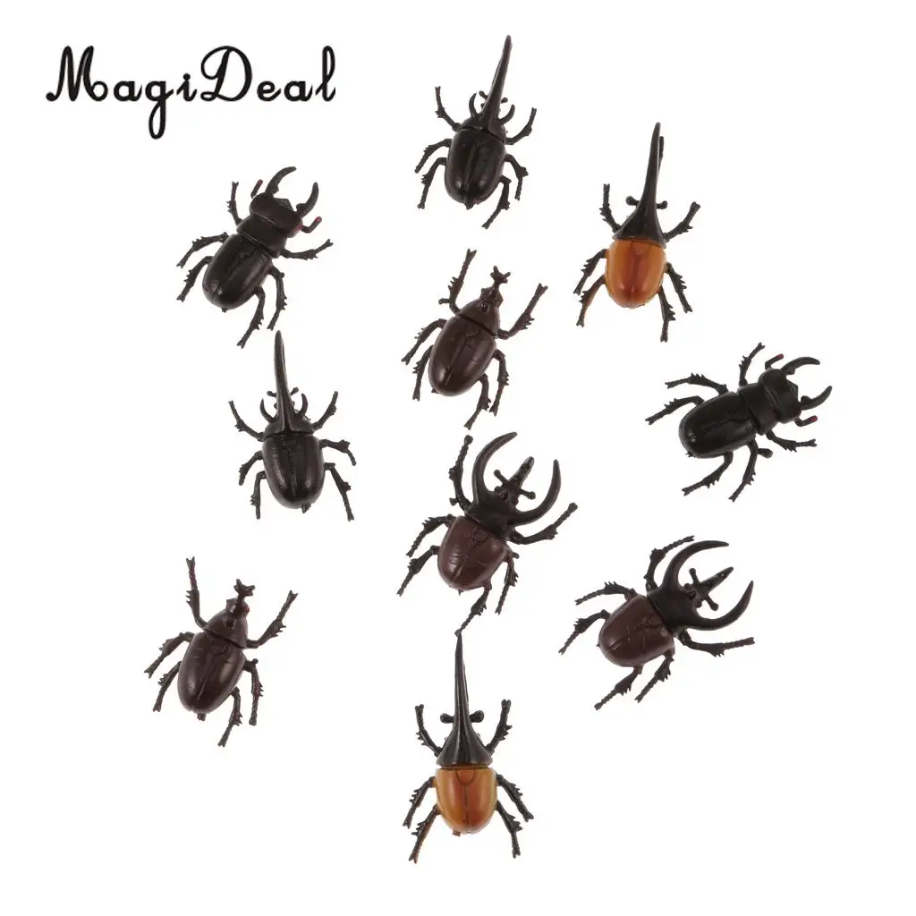 MagiDeal Lot 10 пластиковых ярких жуков модель насекомого зверя для детского праздника