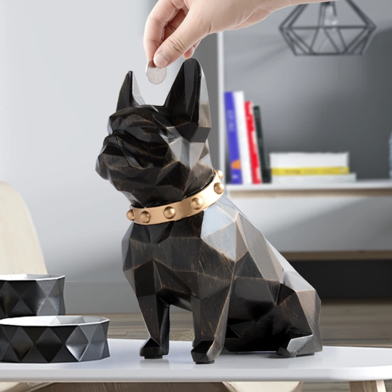 french bulldog coin bank box piggy bank figurine home decorations coin storage box holder toy child gift money box dog for kids free global shipping