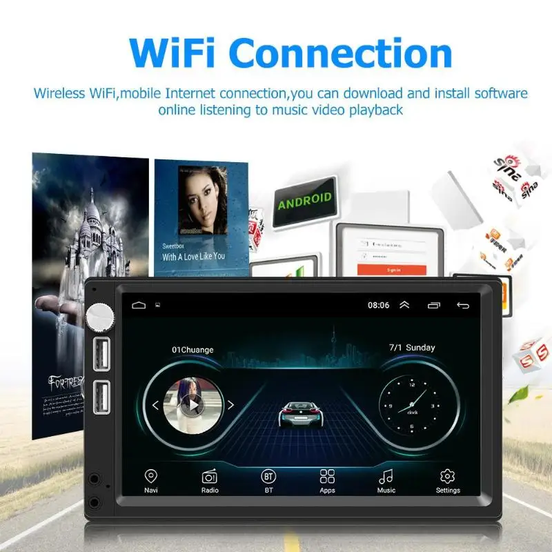 Автомагнитола 2 Din Android 8 1 универсальная GPS навигация Bluetooth сенсорный экран Wi Fi