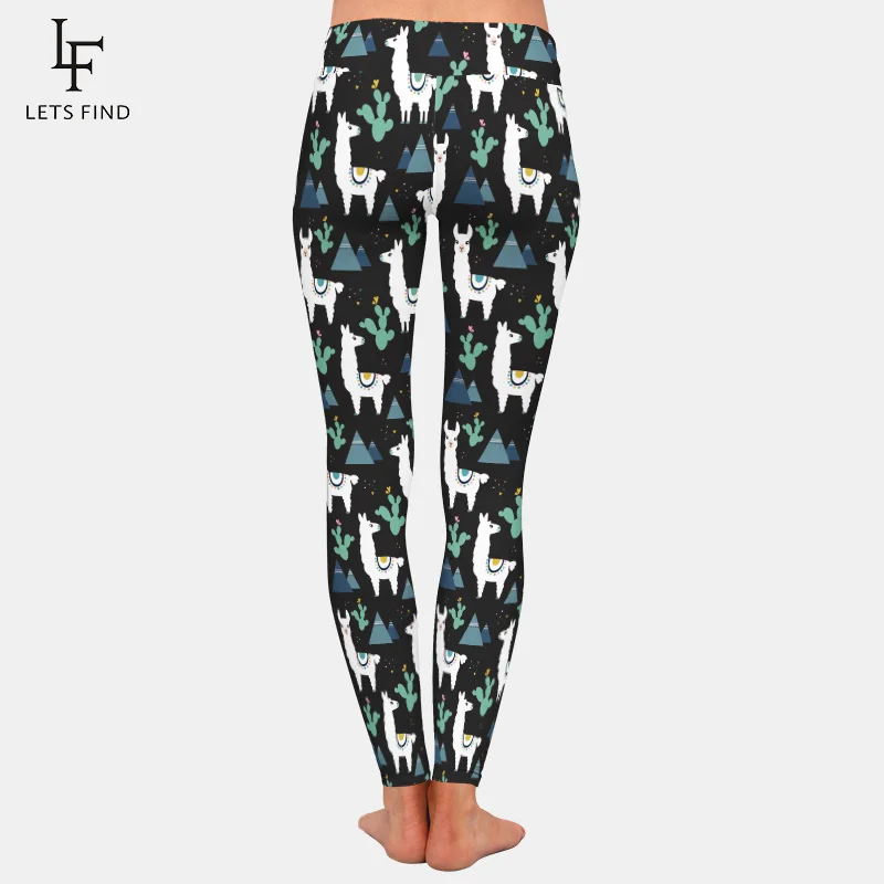 2019 New Arrivals 3D Sheep Print Black Leggings High Waist Fashion Elasticity Milk Silk Casual Women Leggings