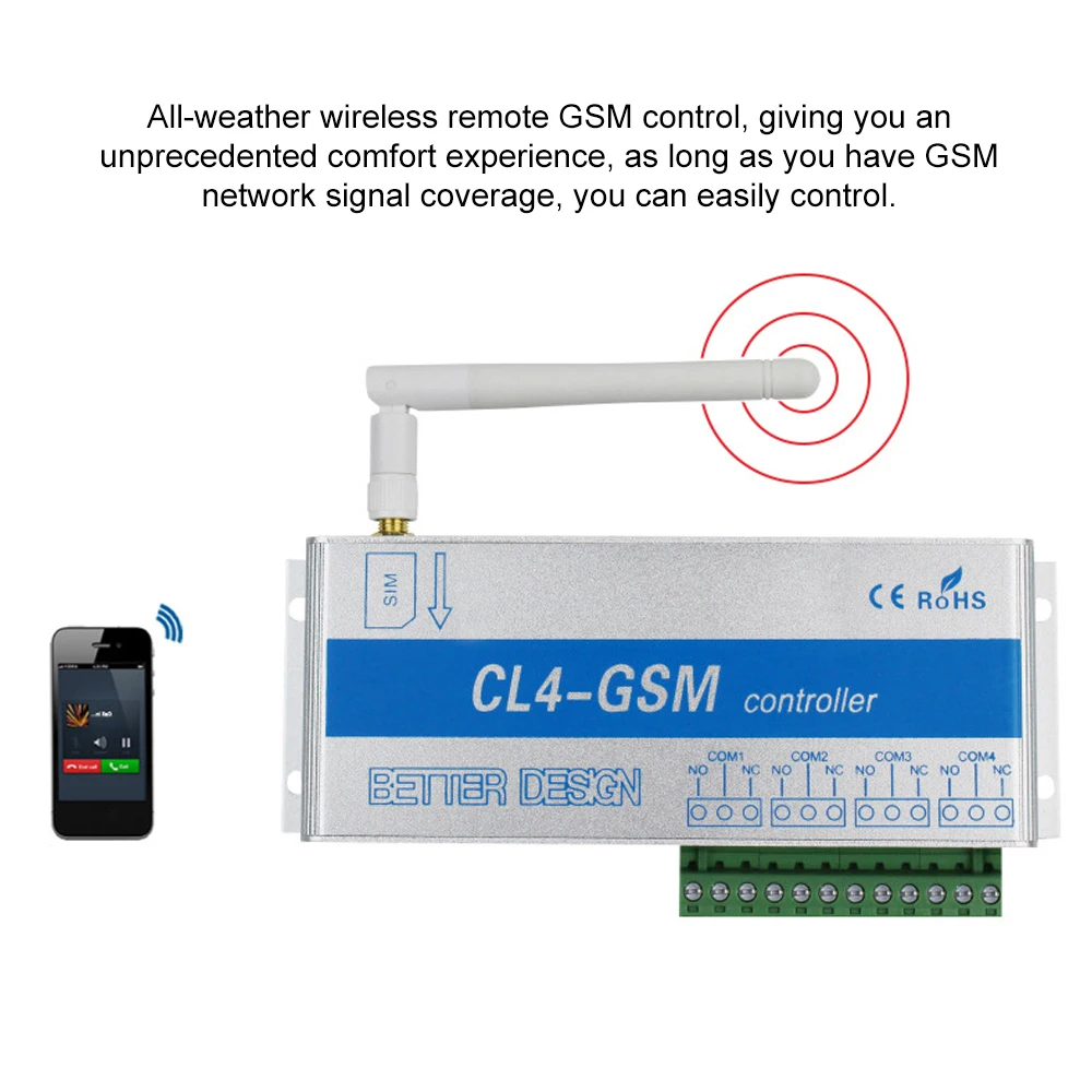 4 Каналы GSM Беспроводной переключатель контроллер Телефонный звонок SMS удаленный