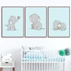 Kawaii Baby слон для детской комнаты, настенная живопись, холст, мультфильм, постеры и принты, скандинавские детские украшения, фотографии, декор для спальни