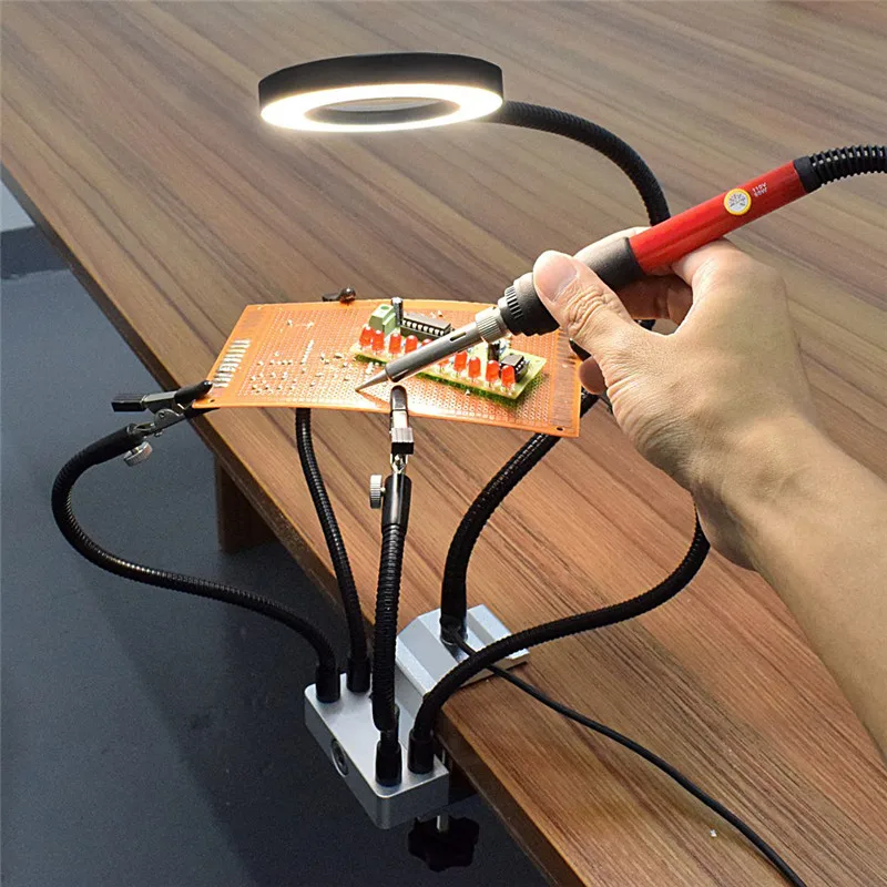 DANIU USB светодиодный 3X лупа PCB приспособление скамейки тиски стол зажим для пайки