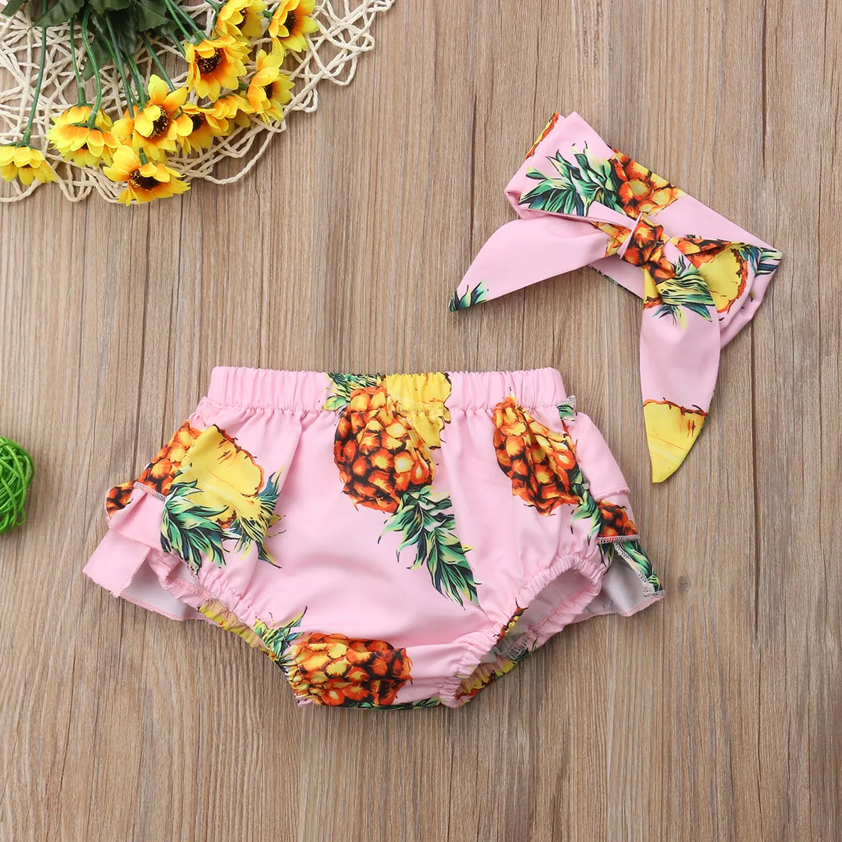 Комплект из 2 предметов штаны с оборками для маленьких девочек шорты трусики