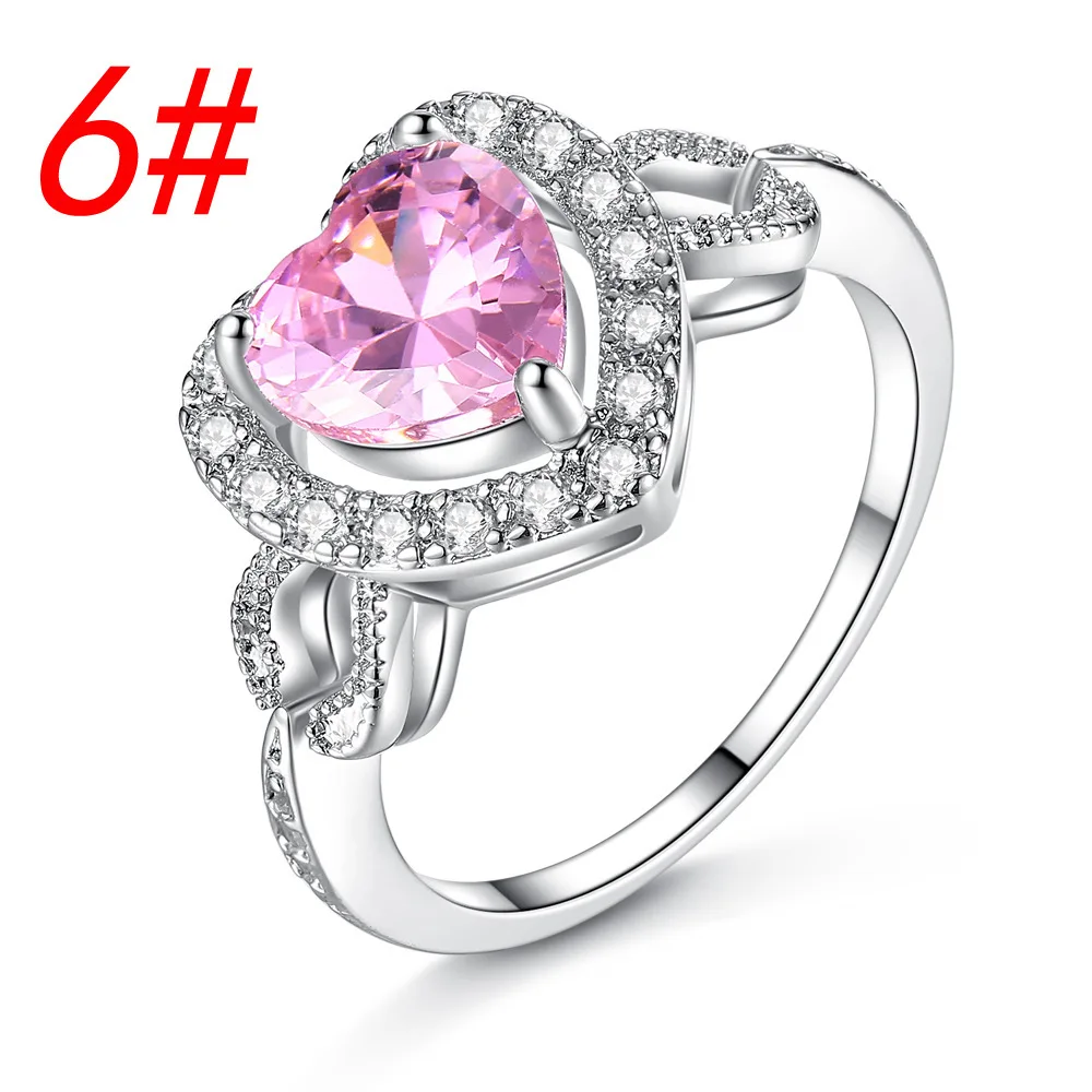 Hollow Out Pink Colour Heart Shaped Rings For Women Korean Style Engagement Wedding Ring Female Anillos Mujer Jewelry 2019 | Украшения и