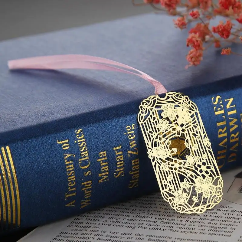 Креативный Цветок сакуры мини полые металлическая Закладка Подставка для книг