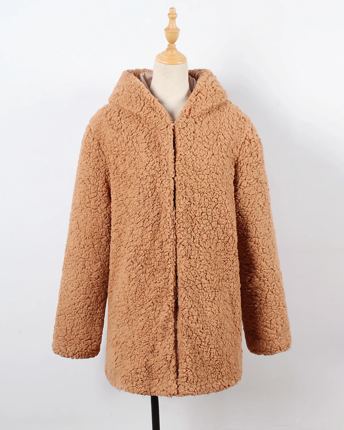 

T0872 Europe and America New Fashion Women Winter Hooded Coat Female Winter Faux Fur Jacket Coat