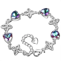 romantic heart shape new fashion topaz bracelets for women 925 silver jewelry charm bracelet wedding party anniversary gifts