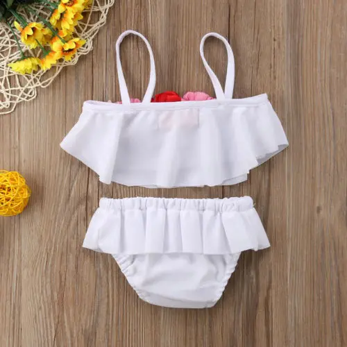 Emmababy/детское бикини с цветочным рисунком для маленьких девочек объемным белый