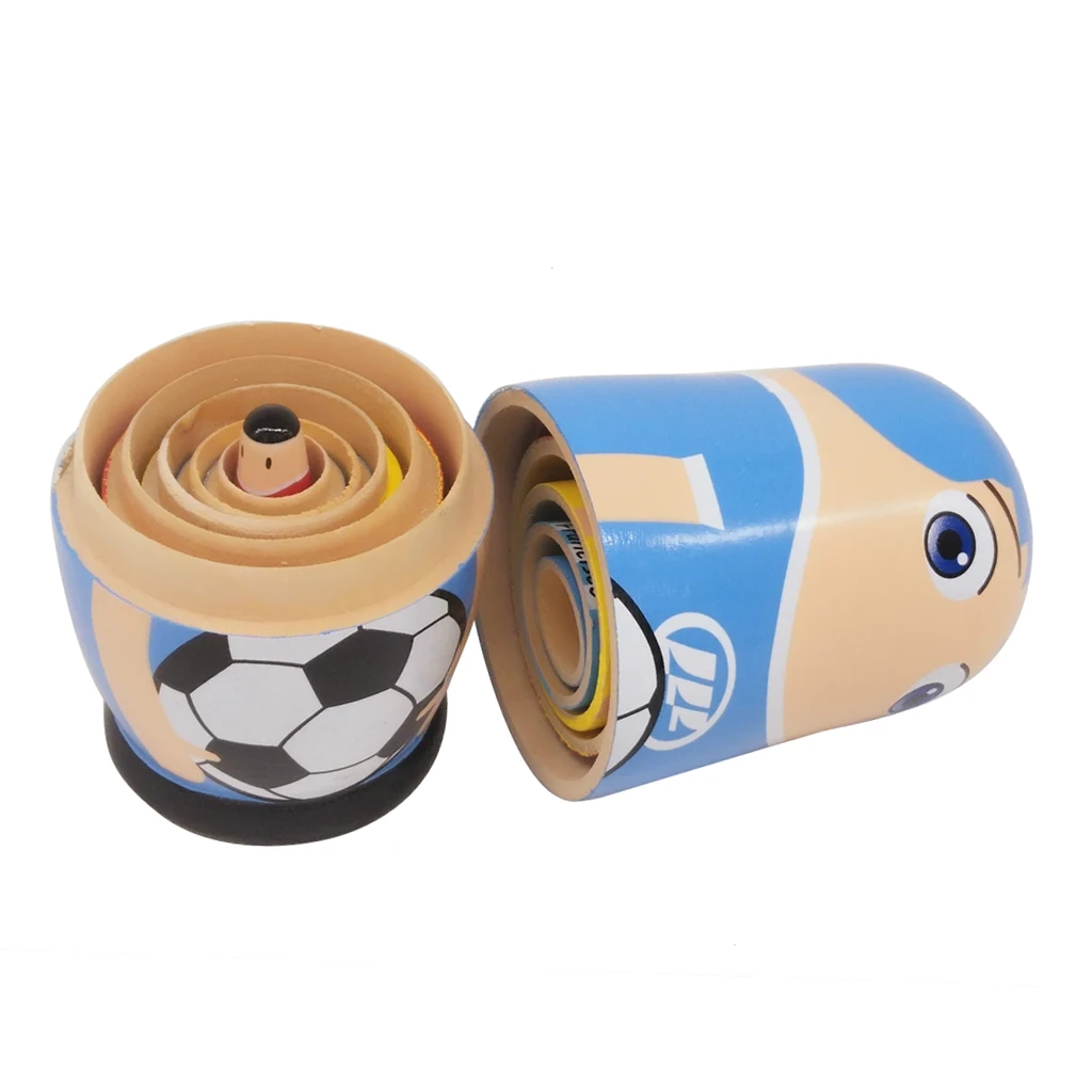 MagiDeal 6pcs Cute Football Player Matryoshka Wooden Russian Nesting Dolls For Kids Children Playing Doll | Игрушки и хобби