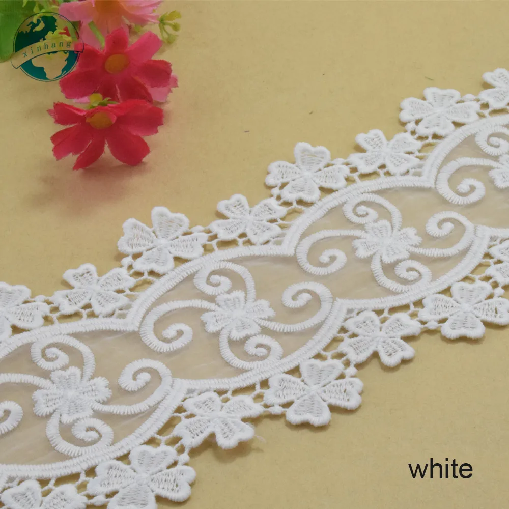 11cm wide white lace polyester embroid sewing ribbon fabric guipure diy trims wedding DIY Garment Accessories#3837 | Дом и сад