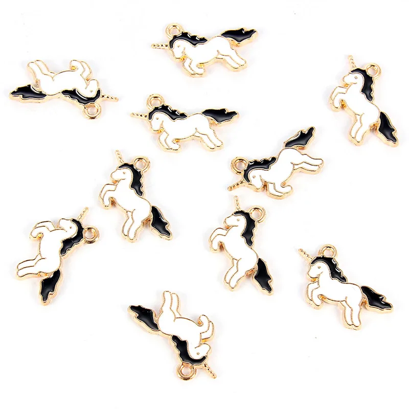 

10pcs Trendy Alloy Enamel Unicorn Pendants For Woman Girl Lovely Animal Cute Colorful Charms DIY Jewelry Accessories