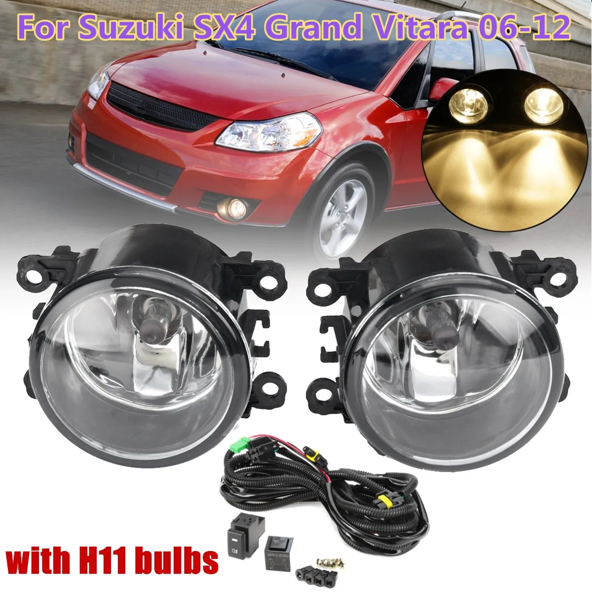 

Car Styling Front Fog Lamps LED Fog Lights w/ Wiring H11 Bulbs For Suzuki SX4 Grand Vitara 2006 2007 2008 2009 2010 2011 2012