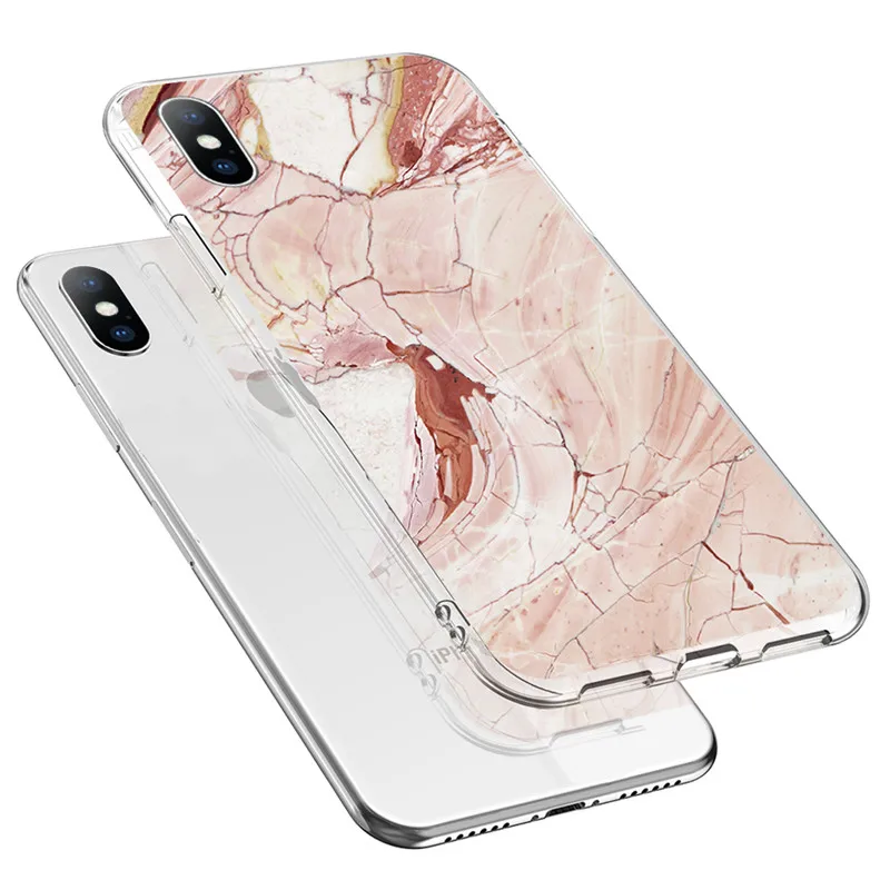 Мраморная текстура чехол для телефона iphone XS MAX XR X прозрачный ТПУ задняя крышка