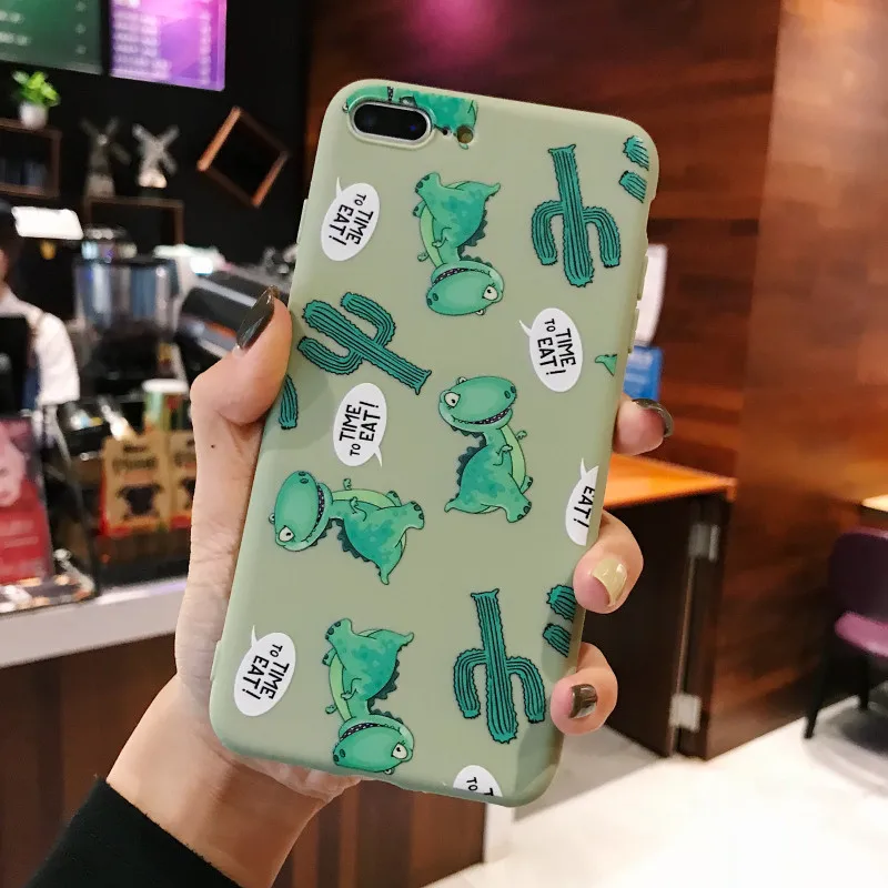 Ins Dinosaur Patterned Phone Case For iPhone XS Max XR X Cute Soft TPU Cover for 7 Plus 6S 8 Cases |