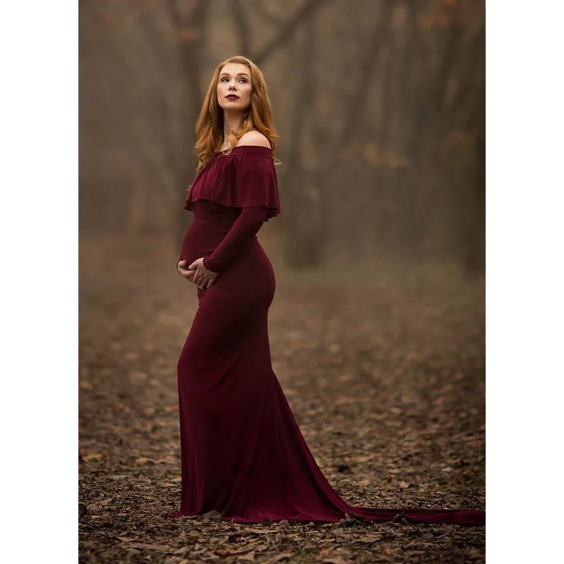 

Trailing Shoulder Dress Photograph Pregnancy Maternity Dresses Dresses For Photo Shoot Shot Photo Grossesse Robe Dress