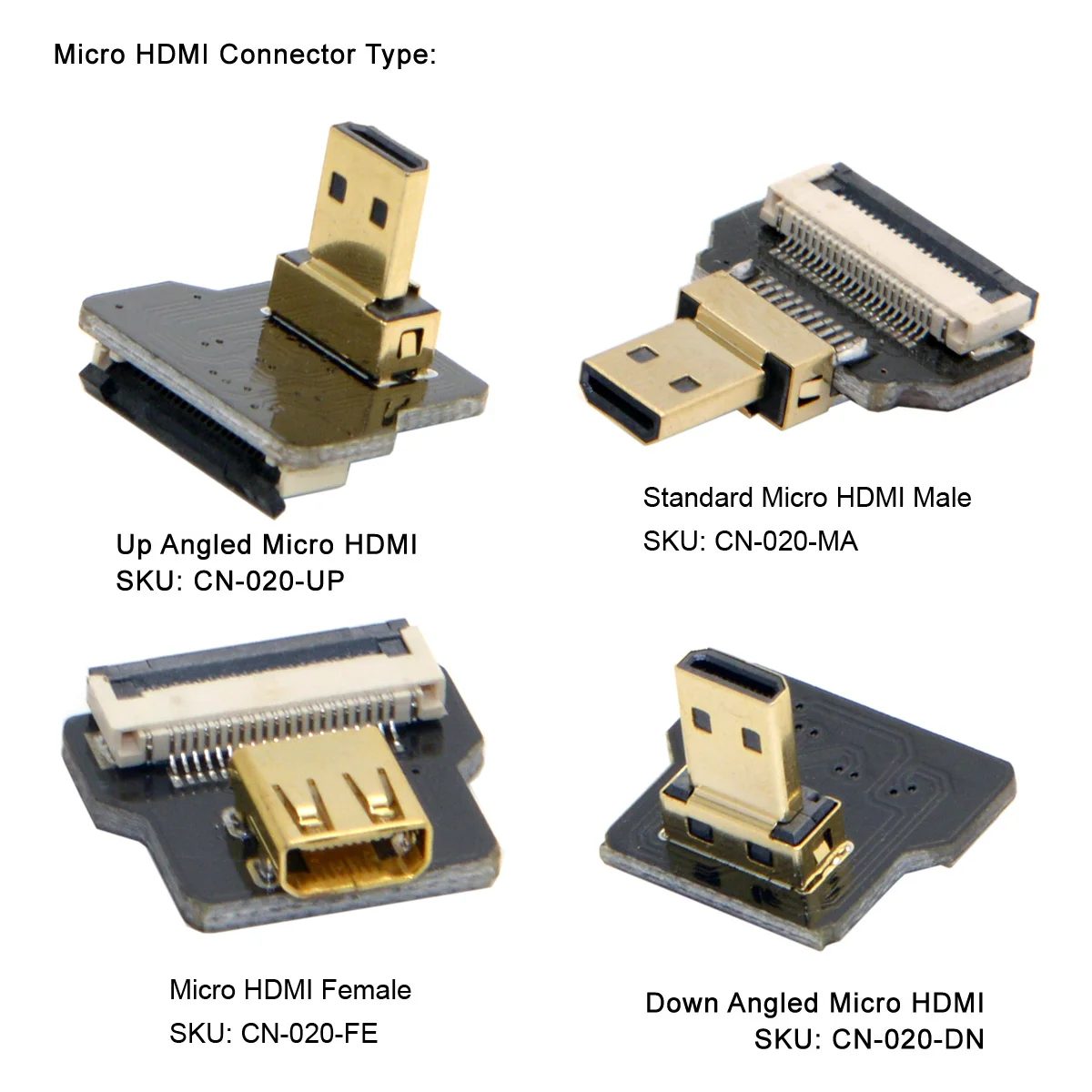 

CYFPV Micro HDMI Type-D Male Connector Standard Straight for FPV HDTV Multicopter Aerial UP Angled Down Angled USA