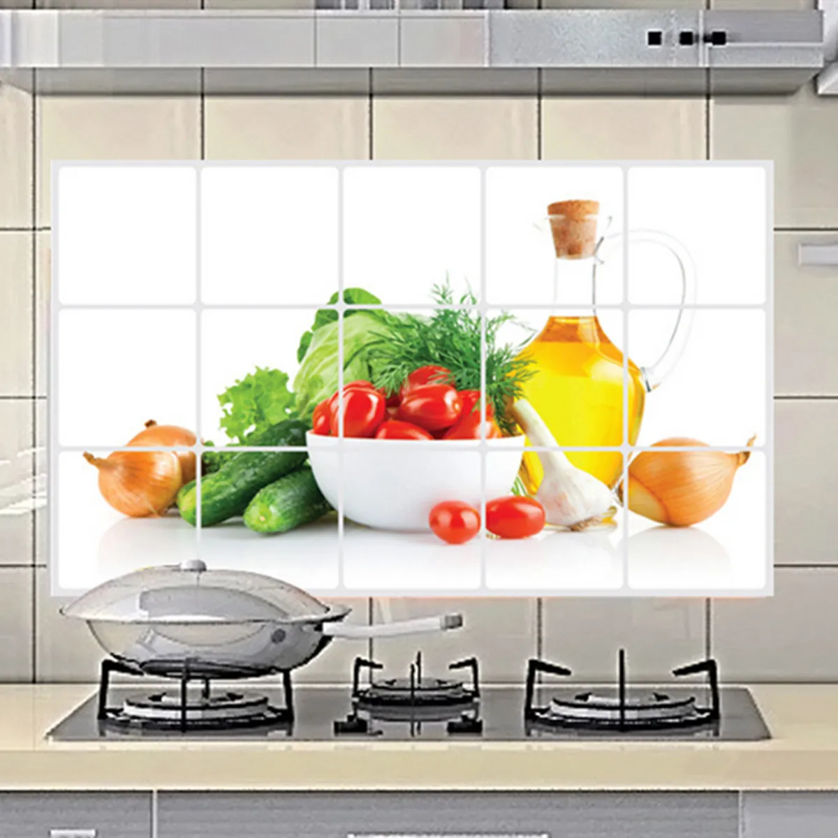 

Vegetable Pattern Waterproof Kitchen Anti oil Wallpaper Sticker High Temperature Wall Stickers Foil Heat Resistance Wall Sticker