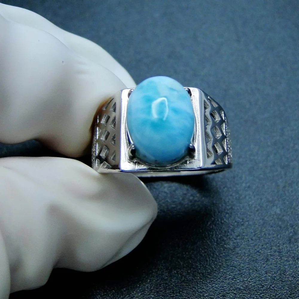 

5pcs/Lot Natural larimar Silver 925 Rings for Men Fashion Trendy Style 925 Sterling Silver Jewelry Party Wedding Men Rings