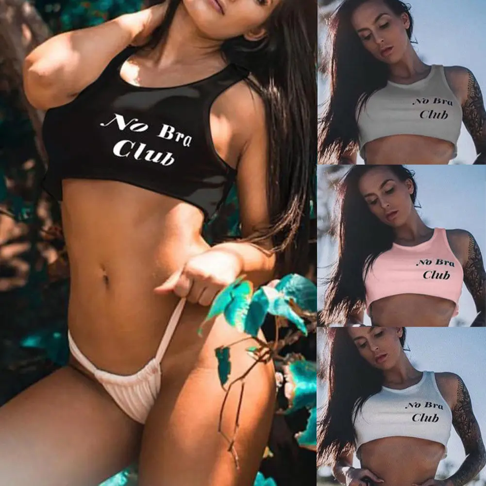 Женский укороченный топ с буквенным принтом повседневный летний без рукавов