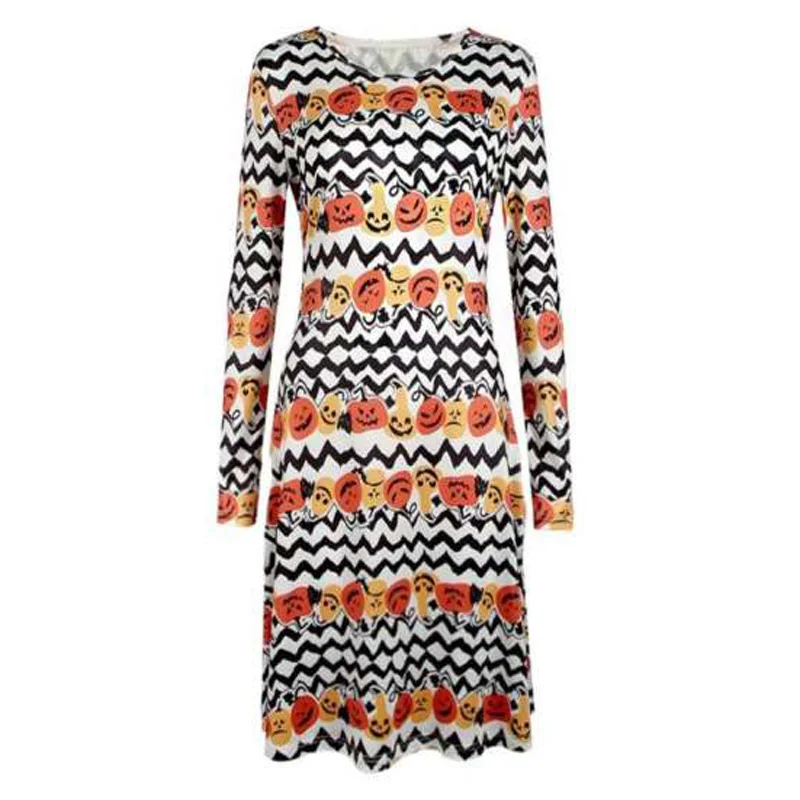 Женское платье с принтом в виде тыквы и черепа на Хэллоуин | Женская одежда