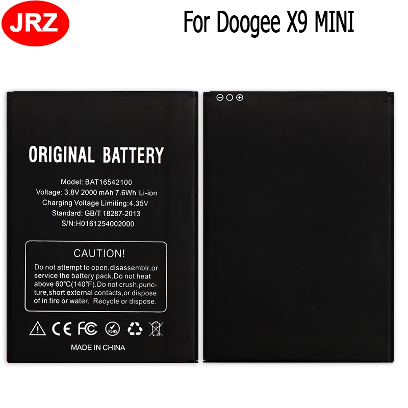 

10PCS/LOT 2000mAh For Doogee X9 MINI Battery 5.0inch BAT16542100