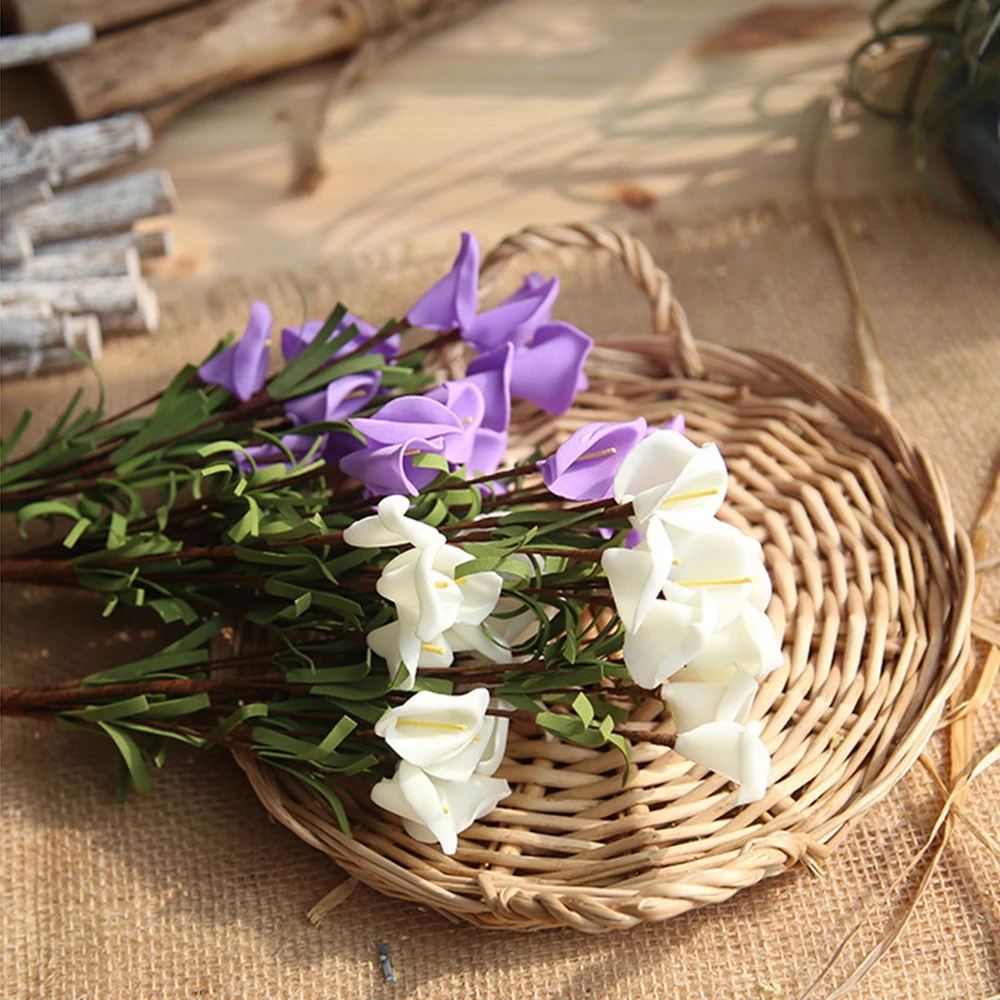 Calla Lily Свадебный букет из латекса настоящая касания белый PE искусственные цветы