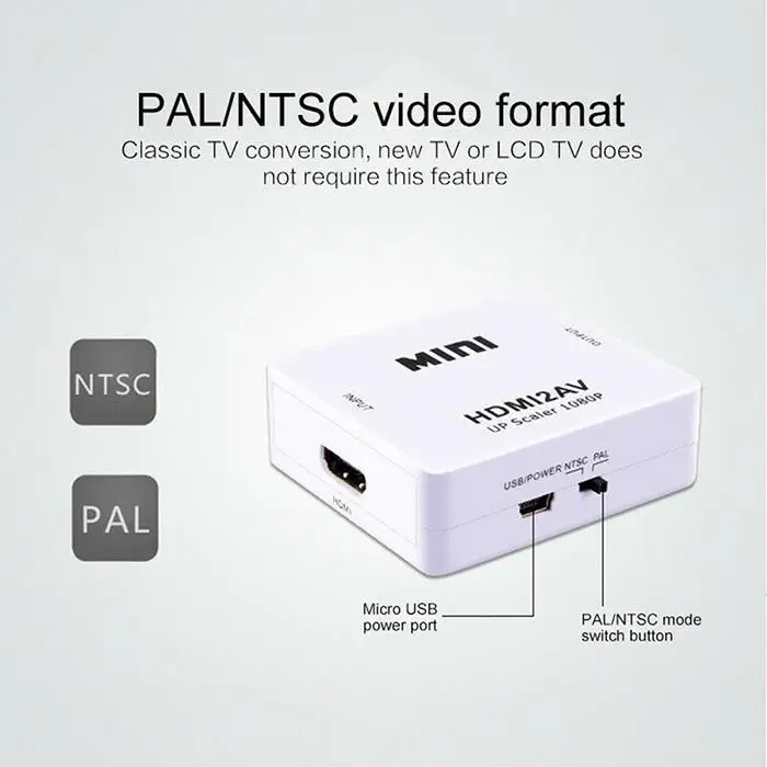 1080 P HDMI К AV скейлер конвертера для RCA AV/CVSB L/R адаптер компонентного видео HDMI2AV HD