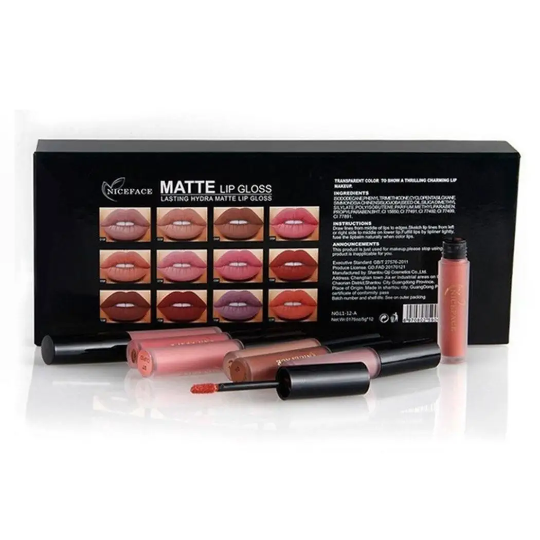New Makeup Cosmetic Matte Long Lasting Waterproof Multi(12 colors) Soft Liquid Lip Gloss Set(12Pcs) Set 370g | Красота и здоровье