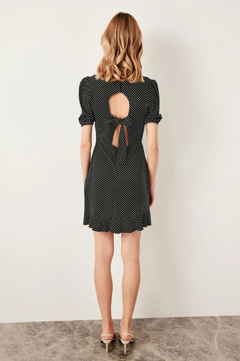 Trendyol черное платье в горошек TWOSS19LJ0138 | Женская одежда