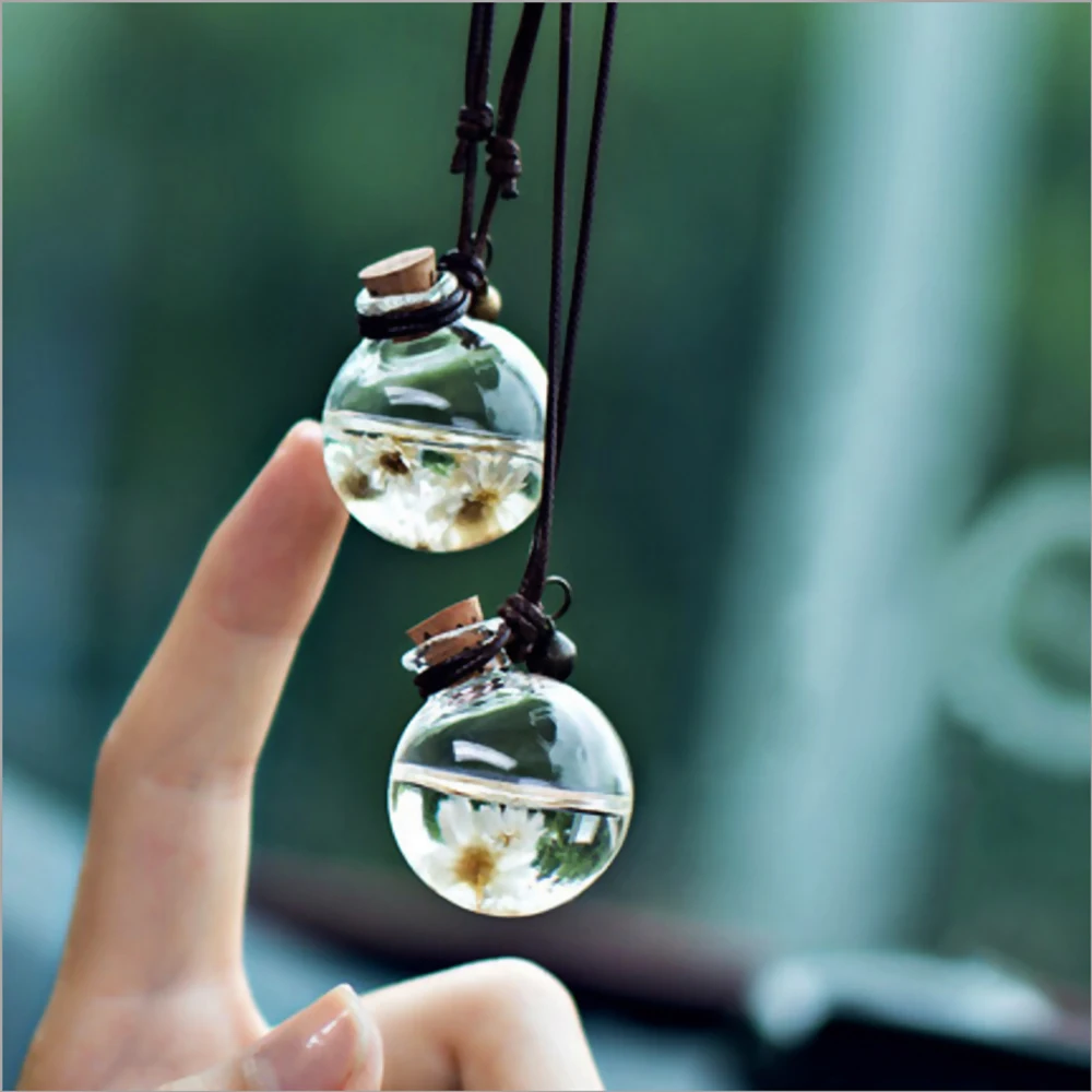 Essential Oil Car Air Freshener Pendant, Empty Glass Bottle for Hanging Aromatherapy in Automobiles image 2