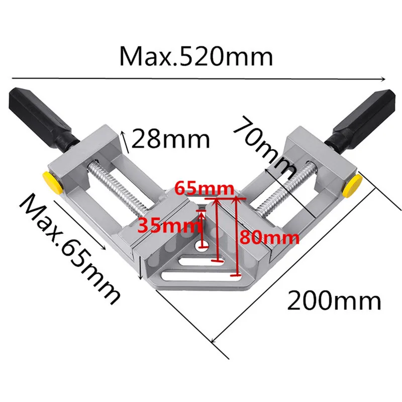 Double Aluminum Alloy Handle Woodworking Clamp 90 Degree Right Angle Clip Jig Quick Corner With TPR | Обустройство дома