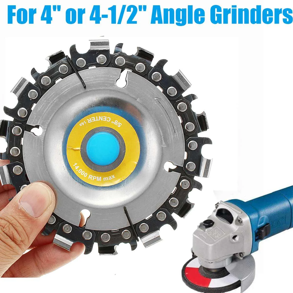 

4 Inch 14 Teeth Grinder Chain Disc Cutting Disc 16mm Arbor Woodworking Carving Disc For 100/115 Angle Grinder /Circular Saw