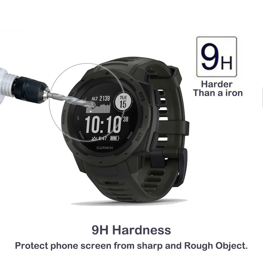 

2Pack 0.3mm 2.5D 9H Clear Tempered Glass Screen Protector For Garmin Instinct GPS Smartwatch Screen Guard Protective Film