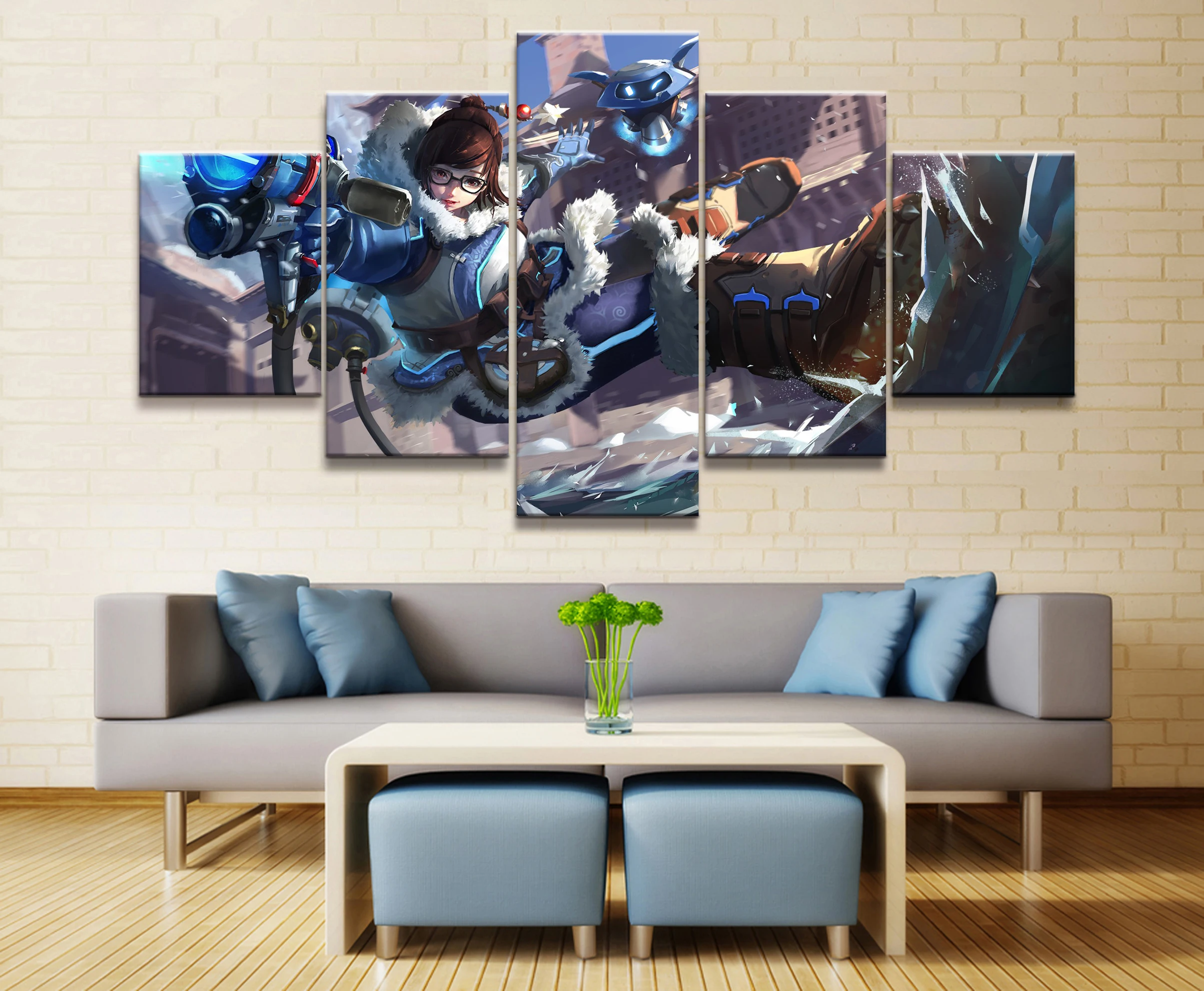 Модульная Картина на холсте для домашнего декора 5 шт. игровой постер Mei Overwatch дома