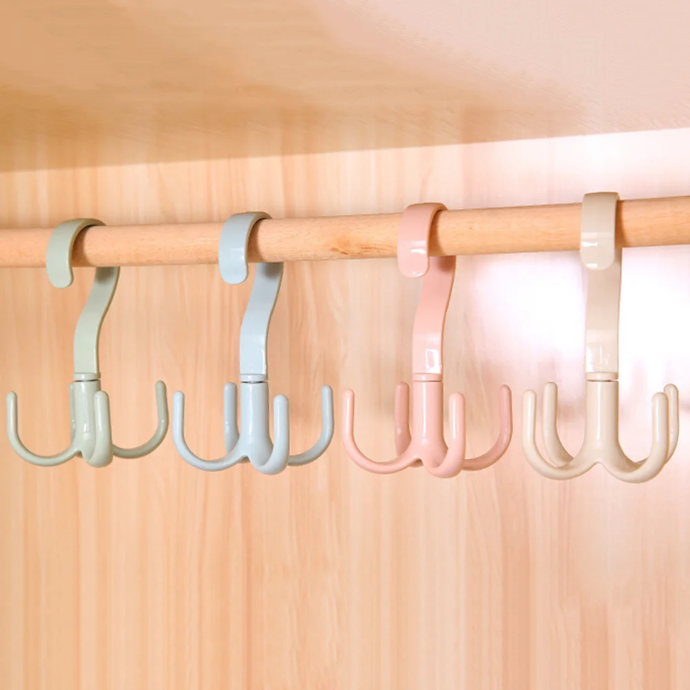 

4Pcs Rotatable Hooks Household Multifunctional Storage Hangers Drying Racks Scarves Hangers for Home