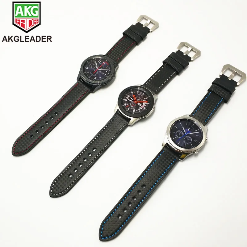 Для Samsung Galaxy Watch 42/46 мм кожаный ремешок из углеродного волокна Ремешок для Gear S3 S2 наручный браслет для Huawei Watch 2Pro band от AliExpress RU&CIS NEW
