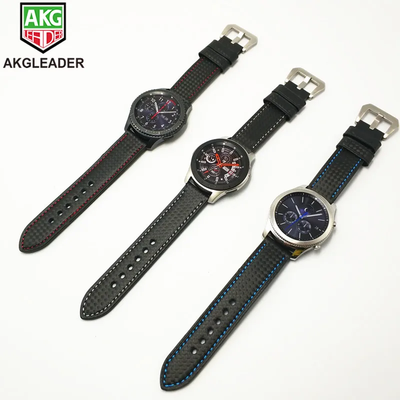 Для Samsung Galaxy Watch 42/46 мм кожаный ремешок из углеродного волокна Ремешок для Gear S3 S2