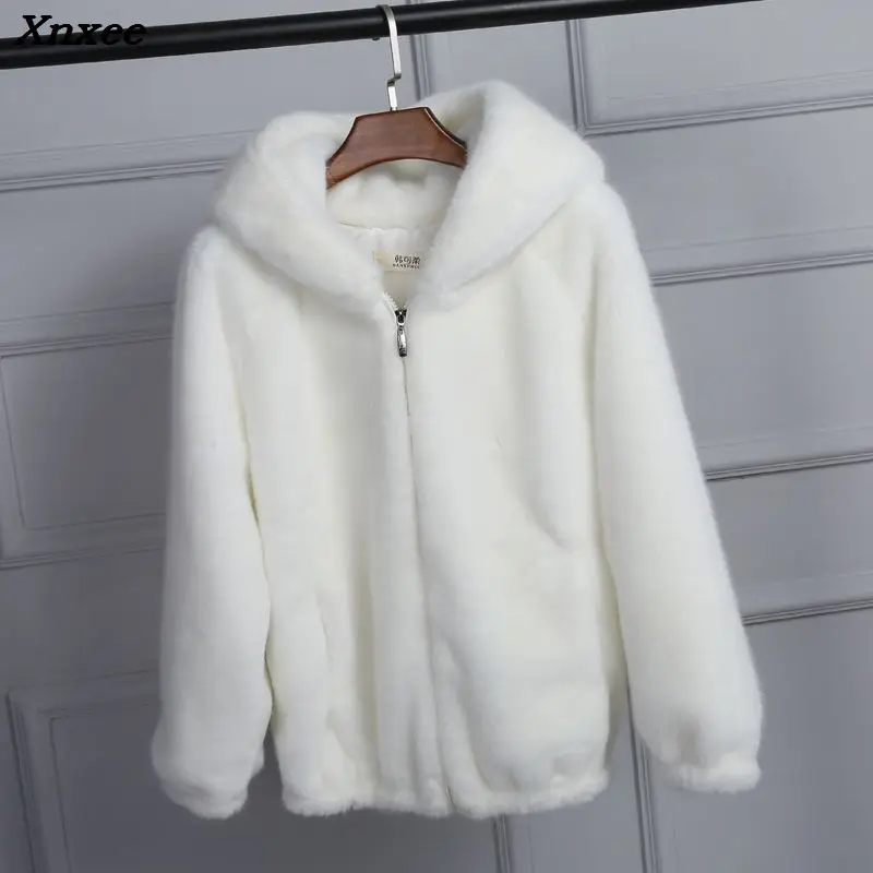 Woman Autumn and Winter Faux Fur Jacket 2018 Female Fashion Oversized Causal Hooded Coat Xnxee | Женская одежда