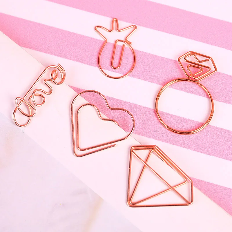 5 шт./лот милый Kawaii скрепки мини металлические зажимы для бумаги буква со стразами