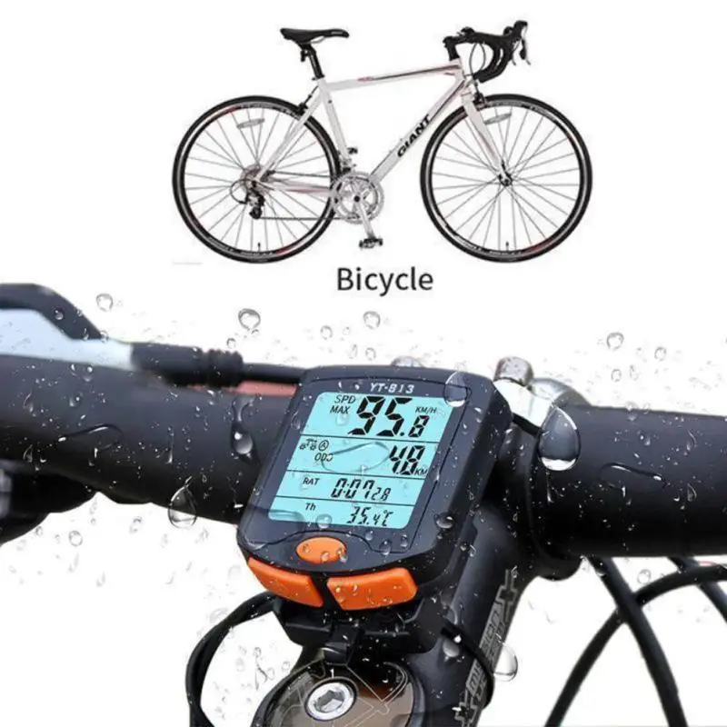 Bicycle Computer Wireless Bike Speedometer Digital Odometer Stopwatch Thermometer LCD Backlight Rainproof Black | Спорт и